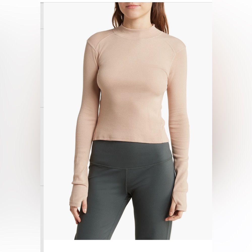 Z by Zella Fallaway Long Sleeve Rib Crop Top Size Small